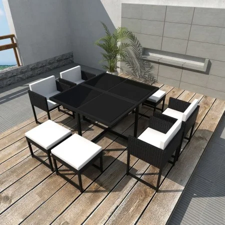 9-piece garden dining set and black synthetic rattan cushions by vidaXL, Garden sets - Ref: Foro24-42759, Price: 459,79 €, Di...