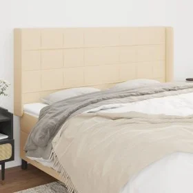 Headboard with cream fabric ears 163x16x118/128 cm by , Headboards and footboards - Ref: Foro24-3119591, Price: 124,10 €, Dis...