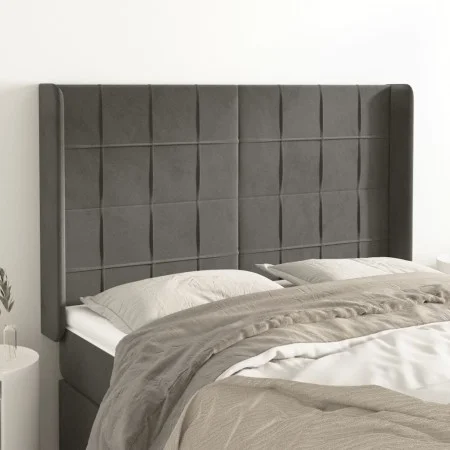 Headboard with dark gray velvet ears 147x16x118/128 cm by , Headboards and footboards - Ref: Foro24-3119629, Price: 105,84 €,...