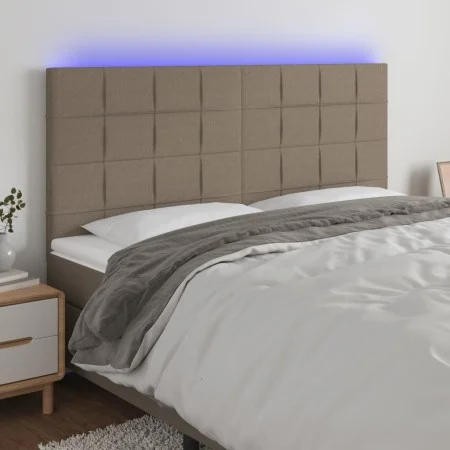 Headboard with LED lights taupe gray fabric 200x5x118/128 cm by , Headboards and footboards - Ref: Foro24-3122450, Price: 144...