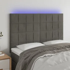 Headboard with LED lights dark gray velvet 144x5x118/128 cm by , Headboards and footboards - Ref: Foro24-3122473, Price: 103,...