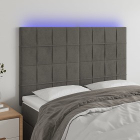 Kopfteil mit LED-Leuchten, dunkelgrauer Samt, 144 x 5 x 118/128 cm von , Kopf- und Fußteile - Ref: Foro24-3122473, Preis: 101...