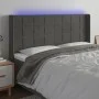 Cabecero con LED de terciopelo gris oscuro 163x16x118/128 cm de , Cabeceros y pies de cama - Ref: Foro24-3124103, Precio: 144...