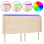 Cream fabric headboard with LED 163x16x118/128 cm by , Headboards and footboards - Ref: Foro24-3124059, Price: 130,39 €, Disc...