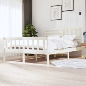 Estructura de cama de madera maciza blanca 160x200 cm Estructura de cama de madera maciza blanca 160x200 cm