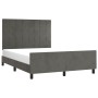 Estructura cama con cabecero terciopelo gris oscuro 140x190 cm