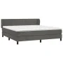 Box spring bed with dark gray velvet mattress 160x200 cm by , Beds and slatted bases - Ref: Foro24-3127500, Price: 508,87 €, ...