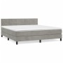 Box spring bed with light gray velvet mattress 160x200 cm by , Beds and slatted bases - Ref: Foro24-3130967, Price: 481,71 €,...