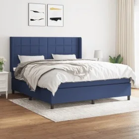Box spring bed with blue fabric mattress 160x200 cm by , Beds and slatted bases - Ref: Foro24-3131447, Price: 552,47 €, Disco...