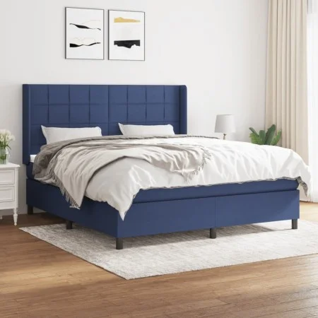 Box spring bed with blue fabric mattress 160x200 cm by , Beds and slatted bases - Ref: Foro24-3131447, Price: 552,47 €, Disco...