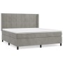 Boxspringbett mit hellgrauer Samtmatratze 160x200 cm von , Betten und Lattenroste - Ref: Foro24-3132687, Preis: 547,80 €, Rab...