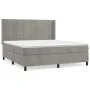 Boxspringbett mit hellgrauer Samtmatratze 160x200 cm von , Betten und Lattenroste - Ref: Foro24-3132687, Preis: 552,98 €, Rab...