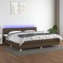Box spring bed with LED mattress dark brown fabric 200x200 cm by , Beds and slatted bases - Ref: Foro24-3133744, Price: 592,9...