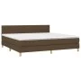 Box spring bed with LED mattress dark brown fabric 200x200 cm by , Beds and slatted bases - Ref: Foro24-3133744, Price: 592,9...