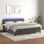Box spring bed with mattress and LED dark gray velvet 160x200 cm by , Beds and slatted bases - Ref: Foro24-3134412, Price: 50...