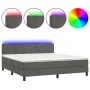 Box spring bed with mattress and LED dark gray velvet 160x200 cm by , Beds and slatted bases - Ref: Foro24-3134412, Price: 50...