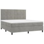 Boxspringbett mit Matratze und hellgrauem LED-Samt 160x200 cm von , Betten und Lattenroste - Ref: Foro24-3136131, Preis: 538,...