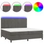 Box spring bed with mattress and LED dark gray velvet 200x200 cm by , Beds and slatted bases - Ref: Foro24-3136144, Price: 60...