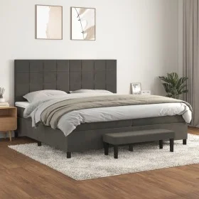 Box spring bed with dark gray velvet mattress 200x200 cm by , Beds and slatted bases - Ref: Foro24-3137864, Price: 696,57 €, ...