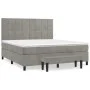 Cama box spring con colchón terciopelo gris claro 160x200 cm de , Camas y somieres - Ref: Foro24-3137851, Precio: 585,33 €, D...