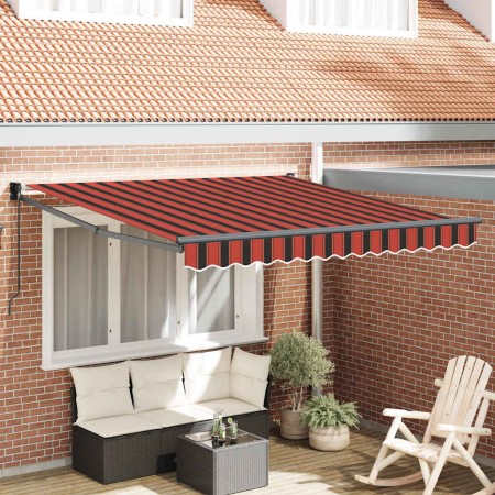 Toldo Rayado Manual Rojo y negro 3,5 x 2,5 m Poliester y metal en Toldos | Comprar online en Foro24