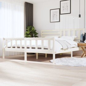 Estructura de cama de madera maciza blanca 200x200 cm en Camas y somieres | Comprar online en Foro24
