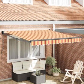 Toldo Rayado amarillo y naranja 3,5 x 2,5 m Poliester y metal en Toldos | Comprar online en Foro24