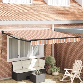 Toldo Retráctil Naranja Gris Azul Blanco 350 x 250 cm tela en Toldos | Comprar online en Foro24