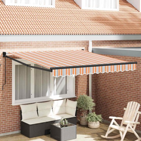 Toldo Retráctil Naranja Gris Azul Blanco 350 x 250 cm tela en Toldos | Comprar online en Foro24