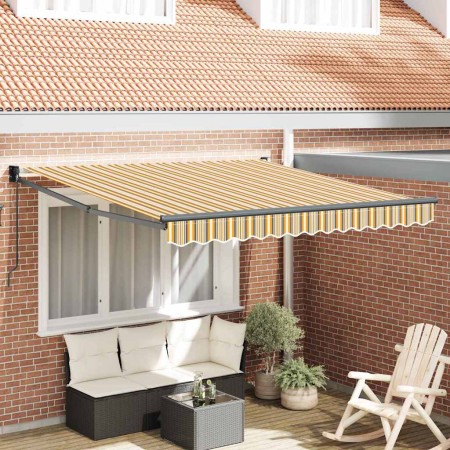 Toldo Retráctil Amarillo, gris y blanco 350 x 250 cm tela en Toldos | Comprar online en Foro24