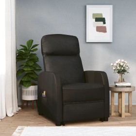 Sillón de masaje elevable cuero sintético negro