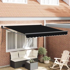 Toldo Retráctil Manual Negro 350 x 250 cm tela en Toldos | Comprar online en Foro24
