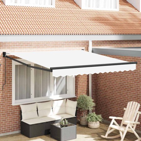 Toldo Retráctil Manual Blanco 350 x 250 cm tela