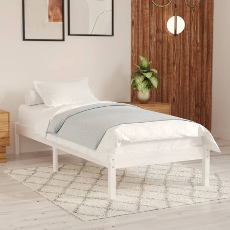 Weißer Einzelbettrahmen aus Massivholz, 75 x 190 cm von , Betten und Lattenroste - Ref: Foro24-809978, Preis: 61,42 €, Rabatt: %