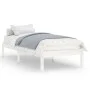 White single solid wood bed frame 75x190 cm by , Beds and slatted bases - Ref: Foro24-809978, Price: 60,56 €, Discount: %