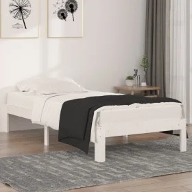 White solid wood single bed frame 90x190 cm by , Beds and slatted bases - Ref: Foro24-810331, Price: 56,94 €, Discount: %