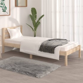 Solid pine wood bed frame 75x190 cm by , Beds and slatted bases - Ref: Foro24-810390, Price: 61,86 €, Discount: %