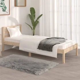 Solid pine wood bed frame 75x190 cm by , Beds and slatted bases - Ref: Foro24-810390, Price: 61,07 €, Discount: %