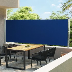 Toldo lateral retráctil para patio azul 600x160 cm