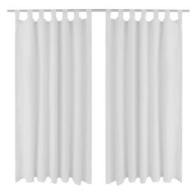 Cortinas de micro-raso con bucles 2 unidades blanco 140x245 cm Cortinas de micro-raso con bucles 2 unidades blanco 140x245 cm