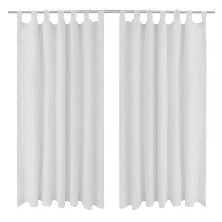 Cortinas de micro-raso con bucles 2 unidades blanco 140x245 cm