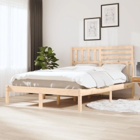 Solid pine wood bed frame 140x200 cm by , Beds and slatted bases - Ref: Foro24-3101023, Price: 129,58 €, Discount: %