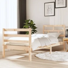 Small solid wood single bed frame 75x190 cm by , Beds and slatted bases - Ref: Foro24-3101243, Price: 88,23 €, Discount: %