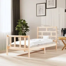 Solid pine wood bed frame 100x200 cm by , Beds and slatted bases - Ref: Foro24-3101338, Price: 113,23 €, Discount: %