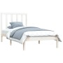 Massives Bettgestell aus weißem Kiefernholz, 75 x 190 cm von , Betten und Lattenroste - Ref: Foro24-3105121, Preis: 104,74 €,...