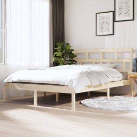 Estructura cama doble pequeña madera maciza 135x190 cm Estructura cama doble pequeña madera maciza 135x190 cm