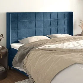 Kopfteil mit dunkelblauen Samtohren 163x16x118/128 cm von , Kopf- und Fußteile - Ref: Foro24-3119638, Preis: 129,69 €, Rabatt: %
