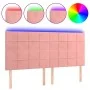 Pink velvet headboard with LED lights 160x5x118/128 cm by , Headboards and footboards - Ref: Foro24-3122483, Price: 113,82 €,...
