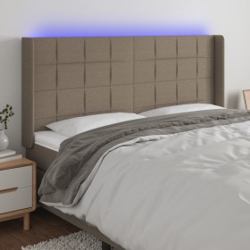 Kopfteil mit LED aus taupegrauem Stoff 203x16x118/128 cm von , Kopf- und Fußteile - Ref: Foro24-3124074, Preis: 128,84 €, Rab...