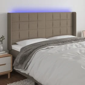 Taupe gray fabric headboard with LED 203x16x118/128 cm by , Headboards and footboards - Ref: Foro24-3124074, Price: 130,09 €,...